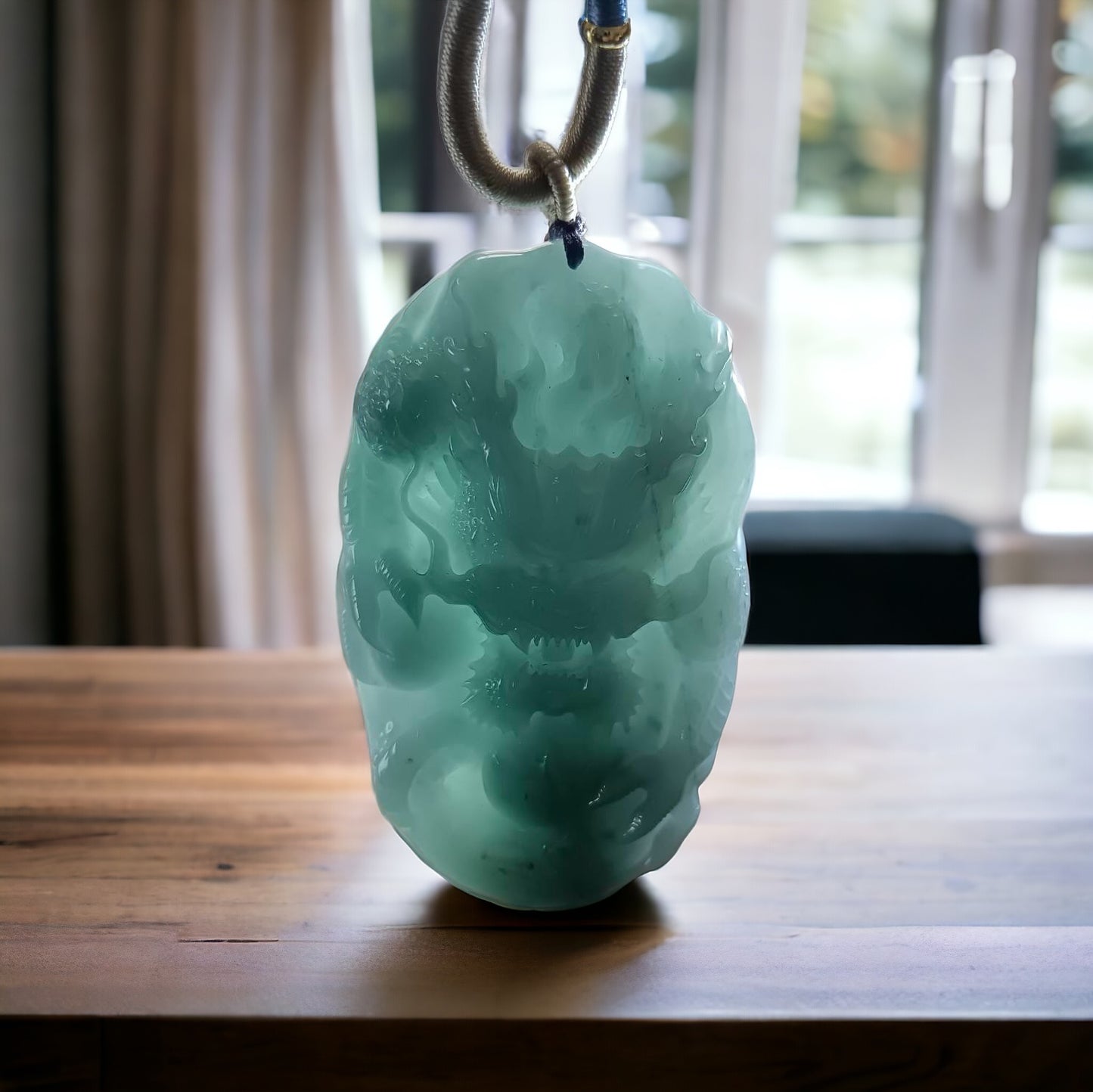 #640 AGL Certified Natural Guatemala Jadeite Dragon Pendant