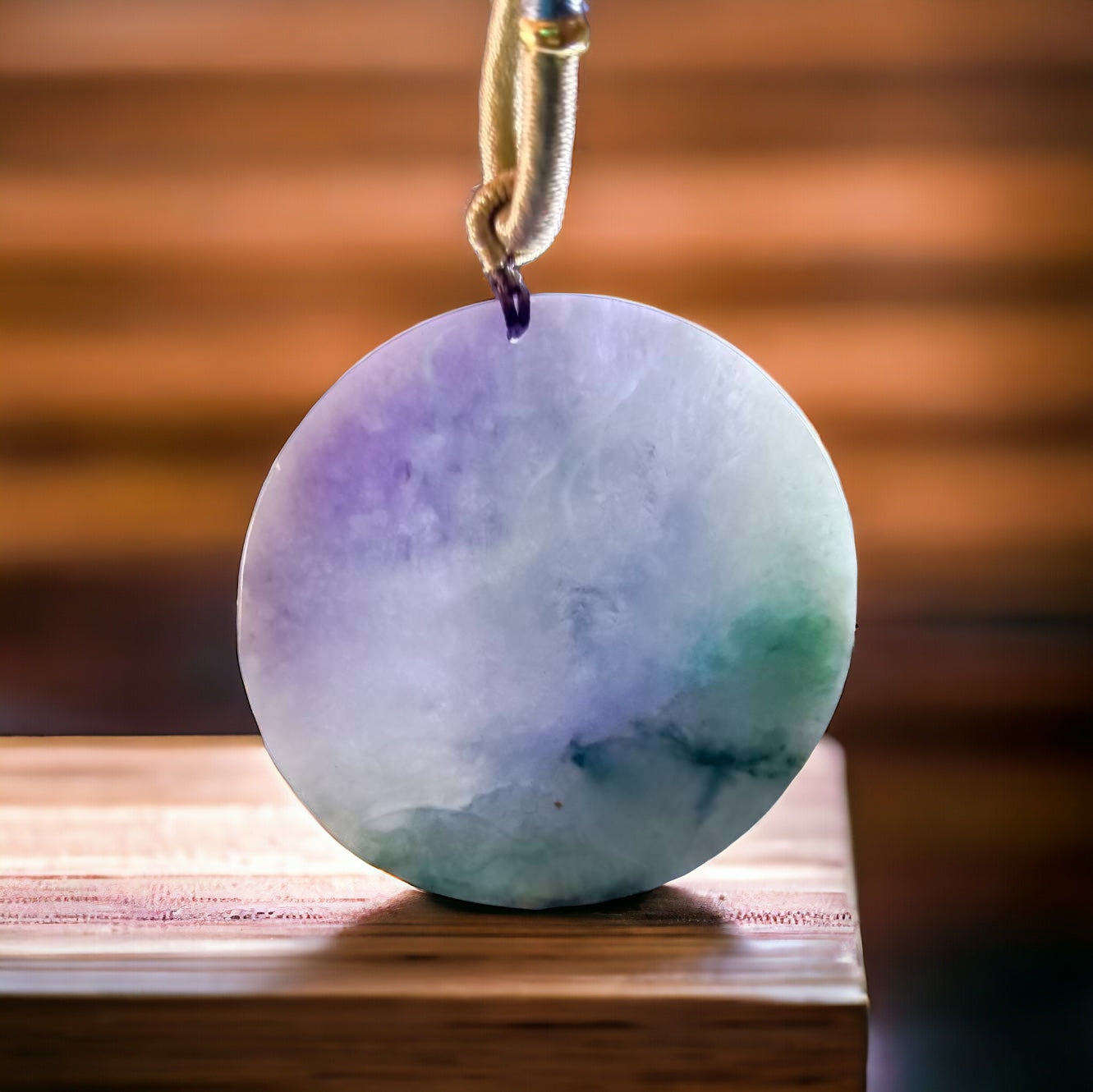 #641 AGL Certified Natural Lavender and Green Burma Jadeite Landscape Pendant