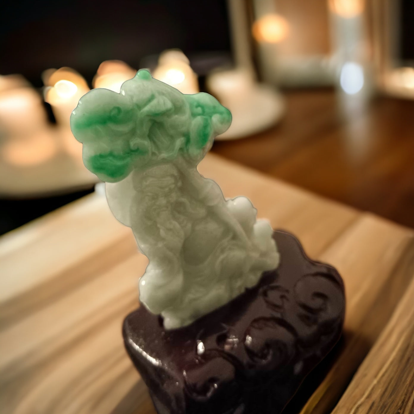 #651 AGL Certified Natural Green and White Burma Jadeite Elderly Statuary
