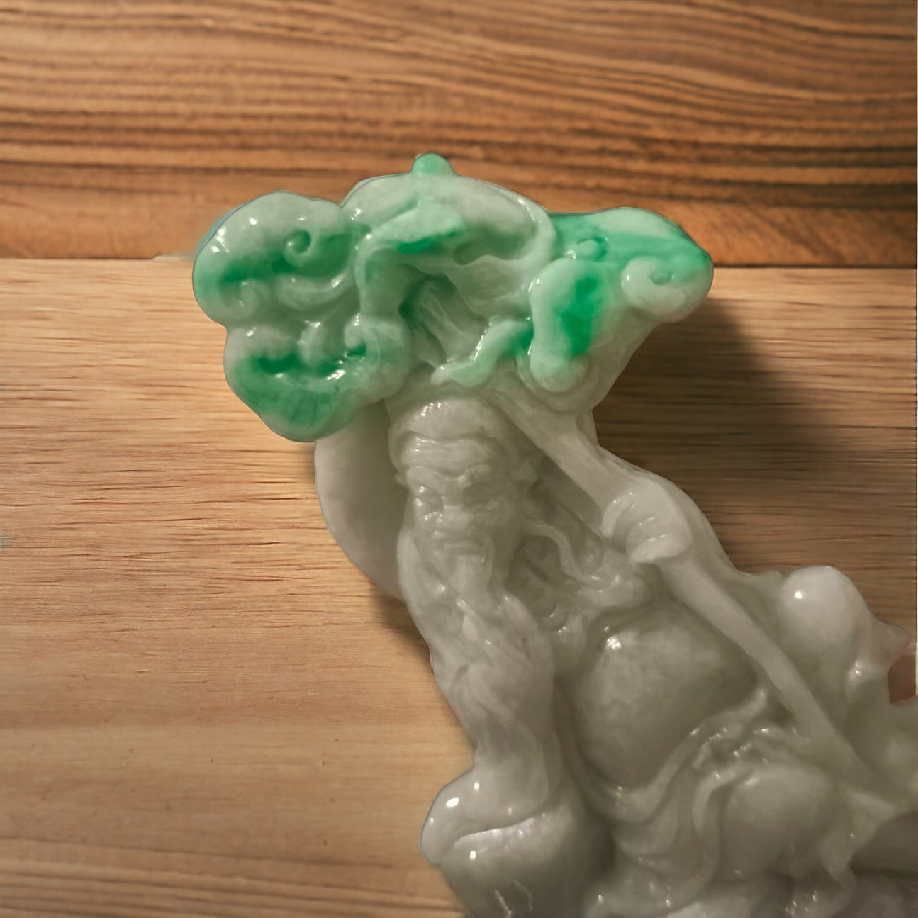#651 AGL Certified Natural Green and White Burma Jadeite Elderly Statuary