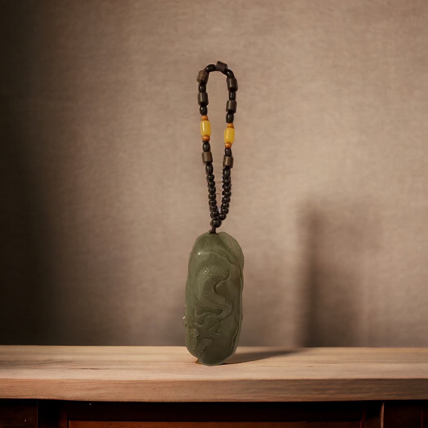 #653 AGL Certified Green Natural Nephrite Jade Dragon Handheld Piece