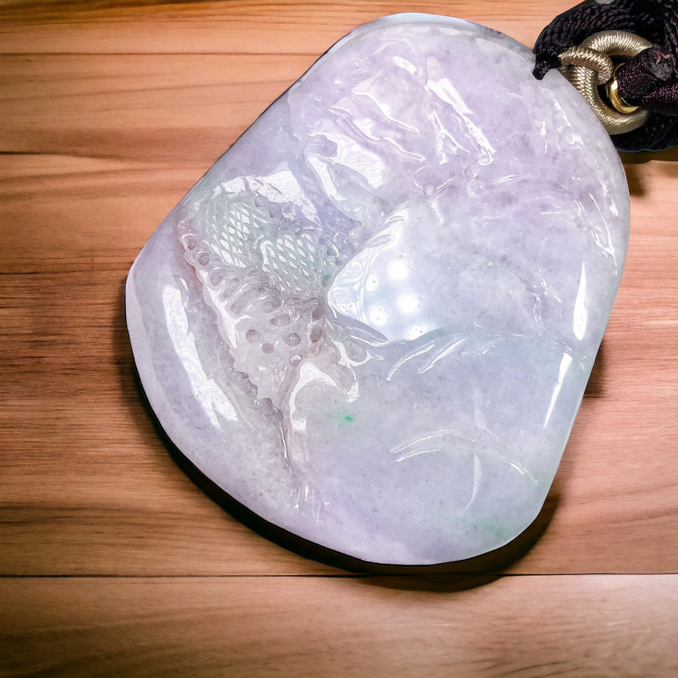 #669 AGL Certified Natural Lavender/Green Burma Jadeite Landscape Pendant