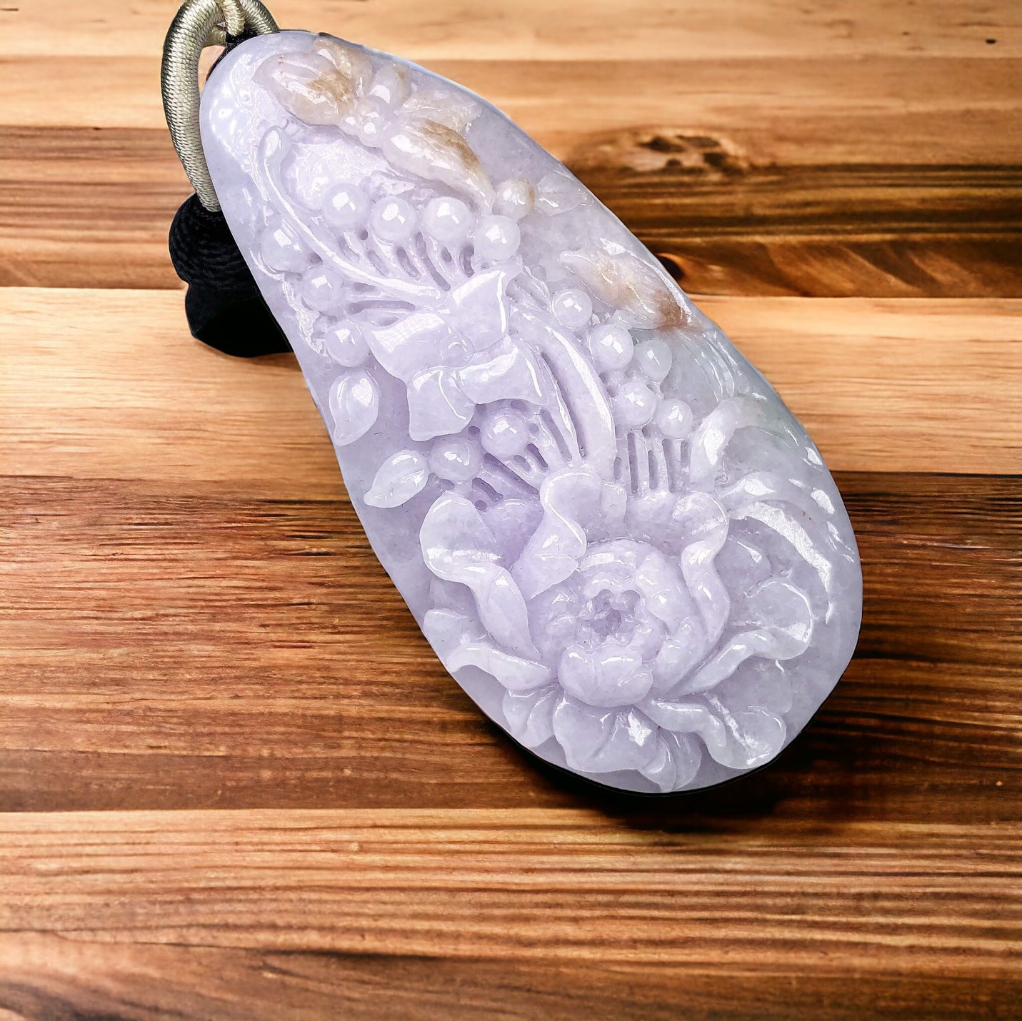 #670 AGL Certified Natural Lavender Burma Jadeite Flowers Pendant