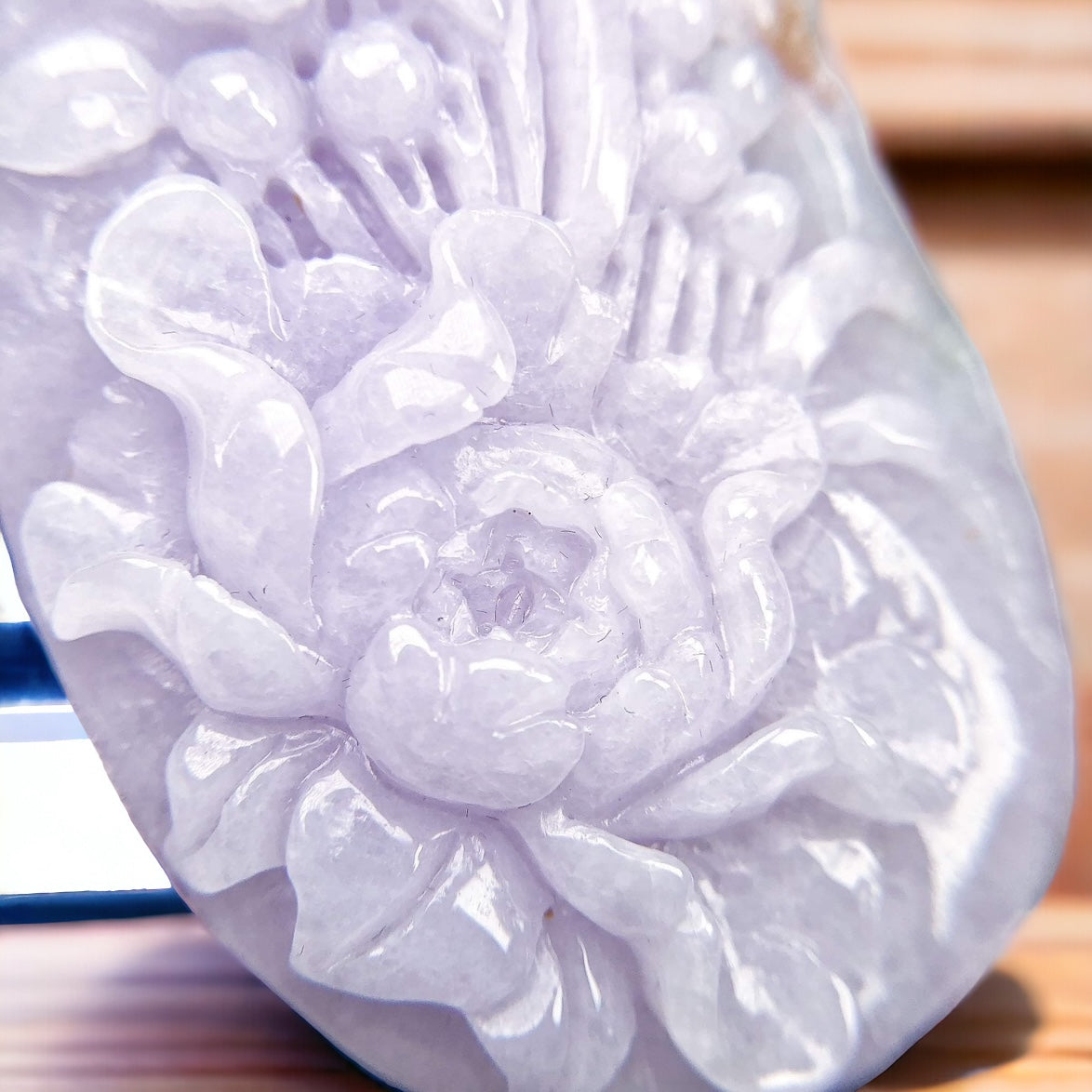 #670 AGL Certified Natural Lavender Burma Jadeite Flowers Pendant