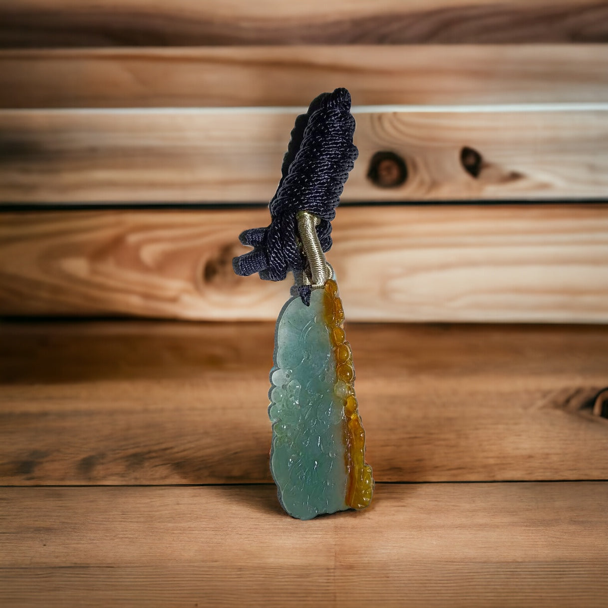 #656 AGL Certified Translucent Natural Yellow and Green Burma Jadeite Phoenix Pendant
