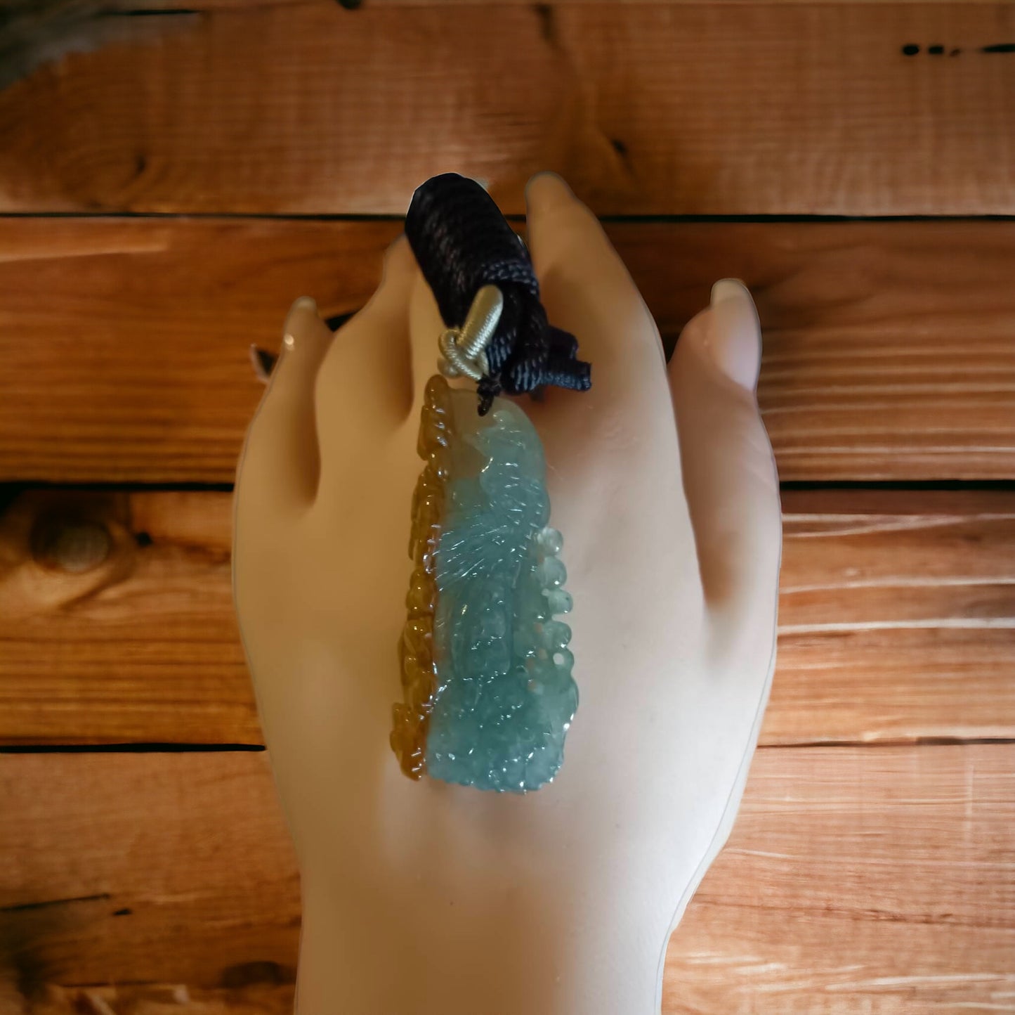#656 AGL Certified Translucent Natural Yellow and Green Burma Jadeite Phoenix Pendant