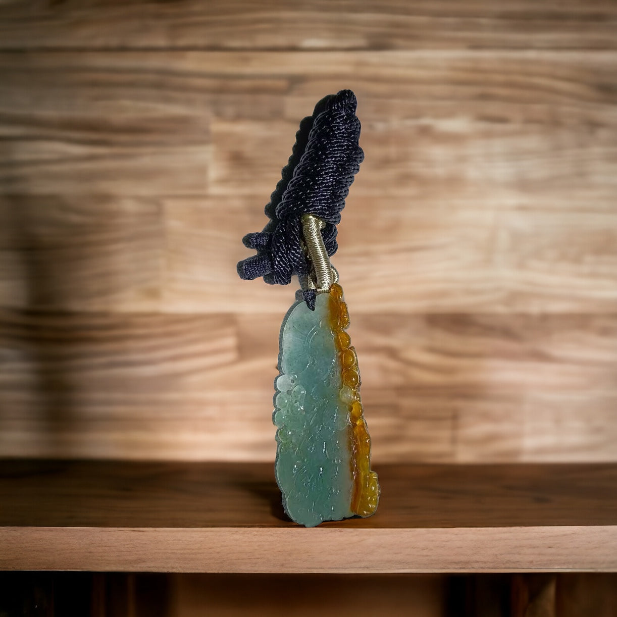 #656 AGL Certified Translucent Natural Yellow and Green Burma Jadeite Phoenix Pendant