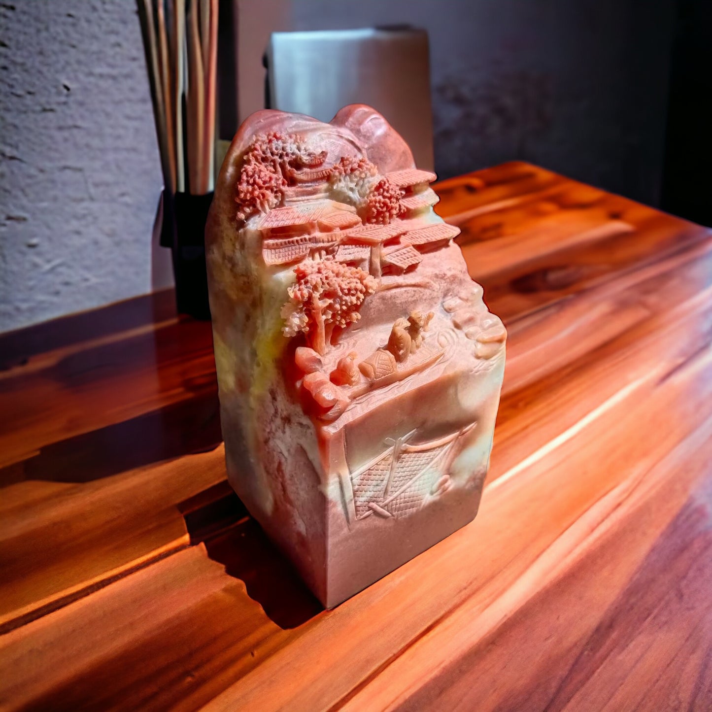 #666 YLGI Certified Natural Red Shoushan Stone Landscape Seal