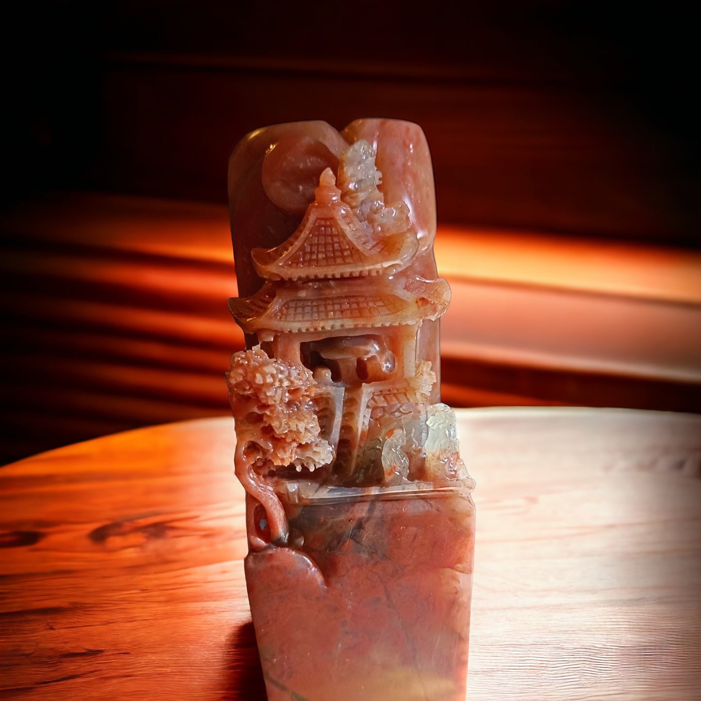 #667 YLGI Certified Natural Red Shoushan Stone Landscape Seal