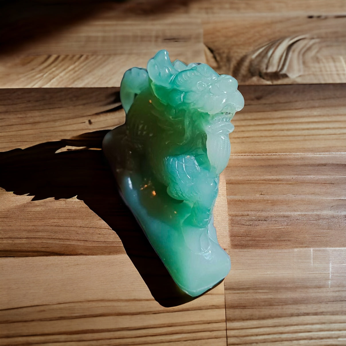 #100 GIA-Certified Natural Green Burmese Jadeite, Kirin Figurine