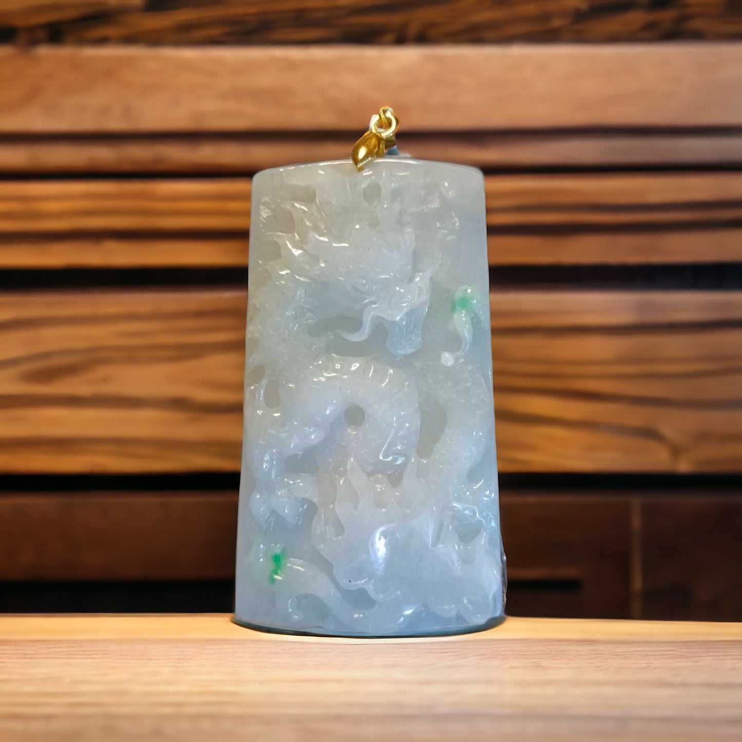 #2 Mason-Kay Certified Natural Burma Jadeite Jade Dragon Pendant