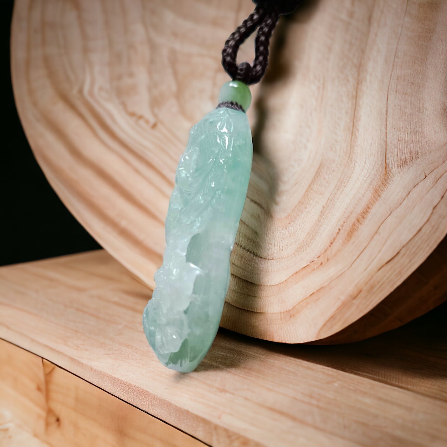 #168 GIA Certified Icy Burma Jadeite Pierced Phoenix Hollow Carving Pendant