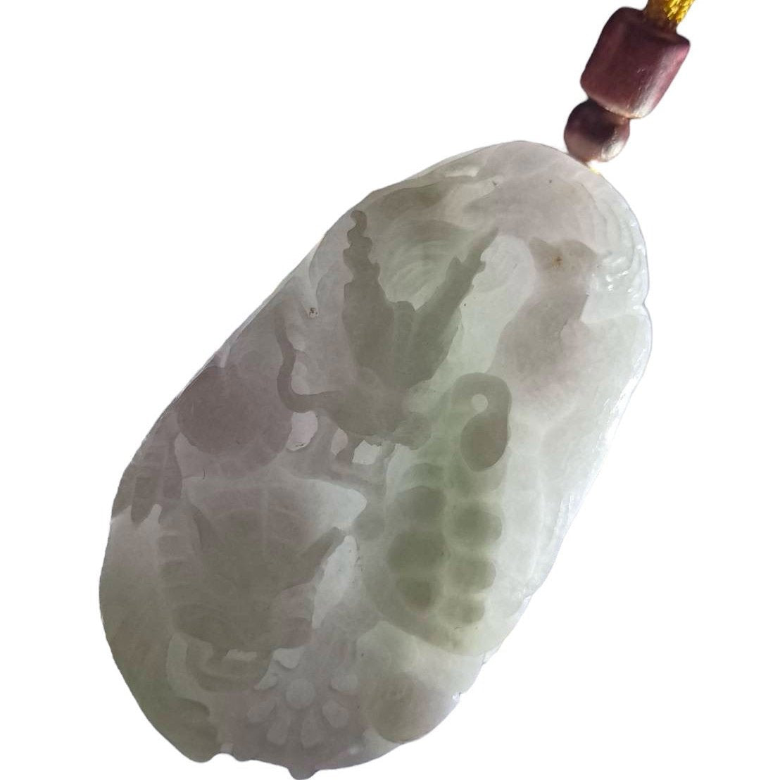 #136 Mason-Kay Certified Natural Jadeite Jade Light Lavender Green Four Guardians Pendant