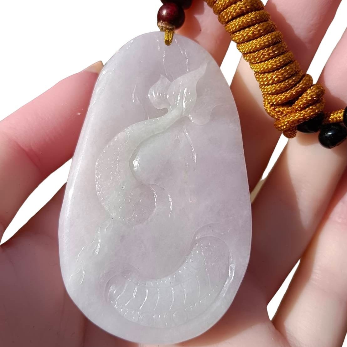 #136 Mason-Kay Certified Natural Jadeite Jade Light Lavender Green Four Guardians Pendant