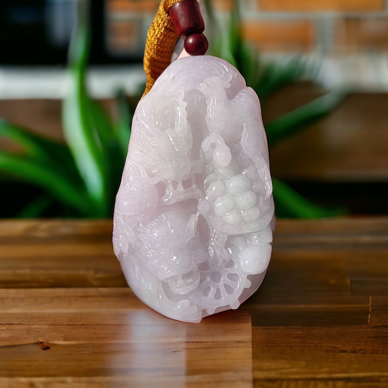 #136 Mason-Kay Certified Natural Jadeite Jade Light Lavender Green Four Guardians Pendant