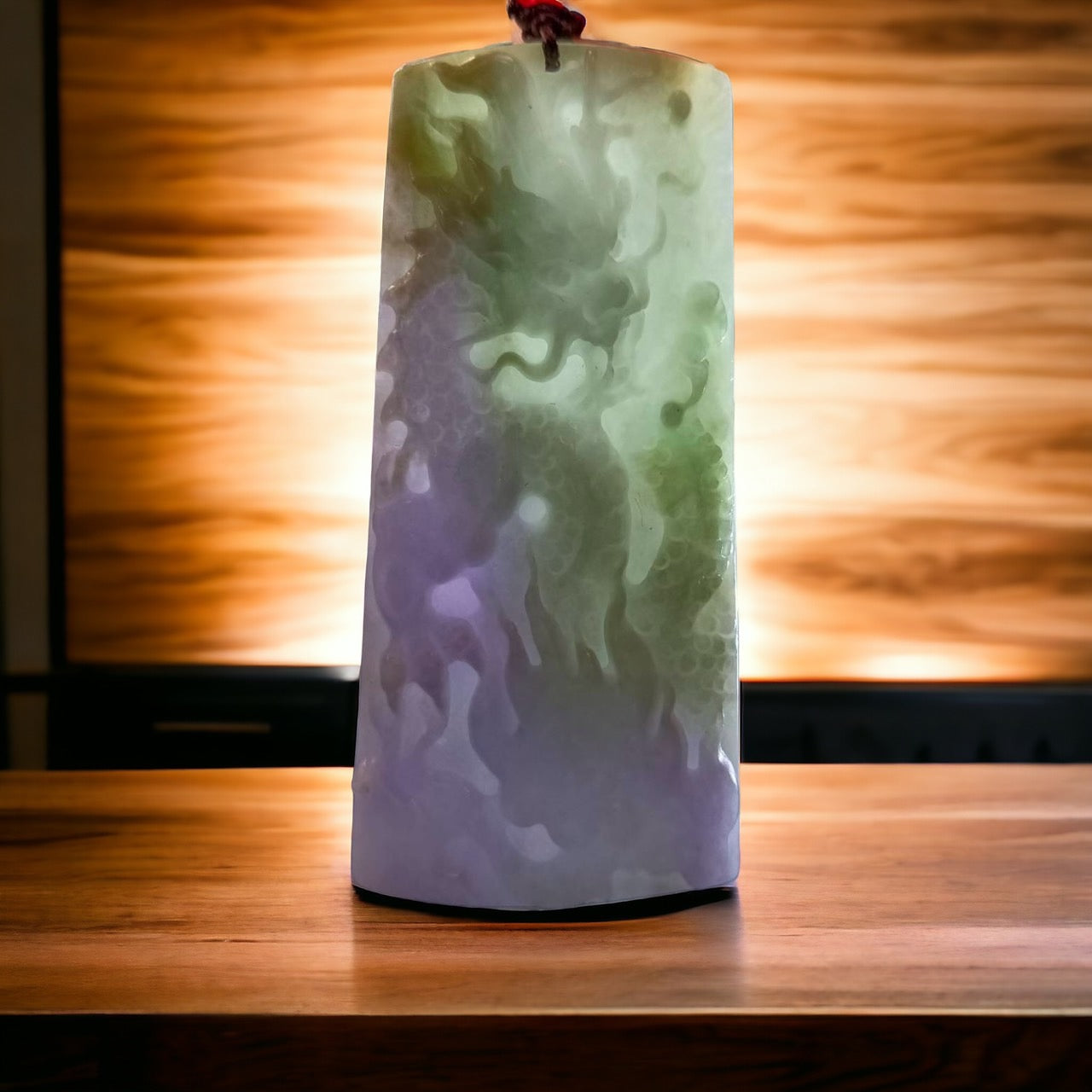 #357 Mason-Kay Certified Natural Jadeite Jade Lavender Green Dragon Pendant