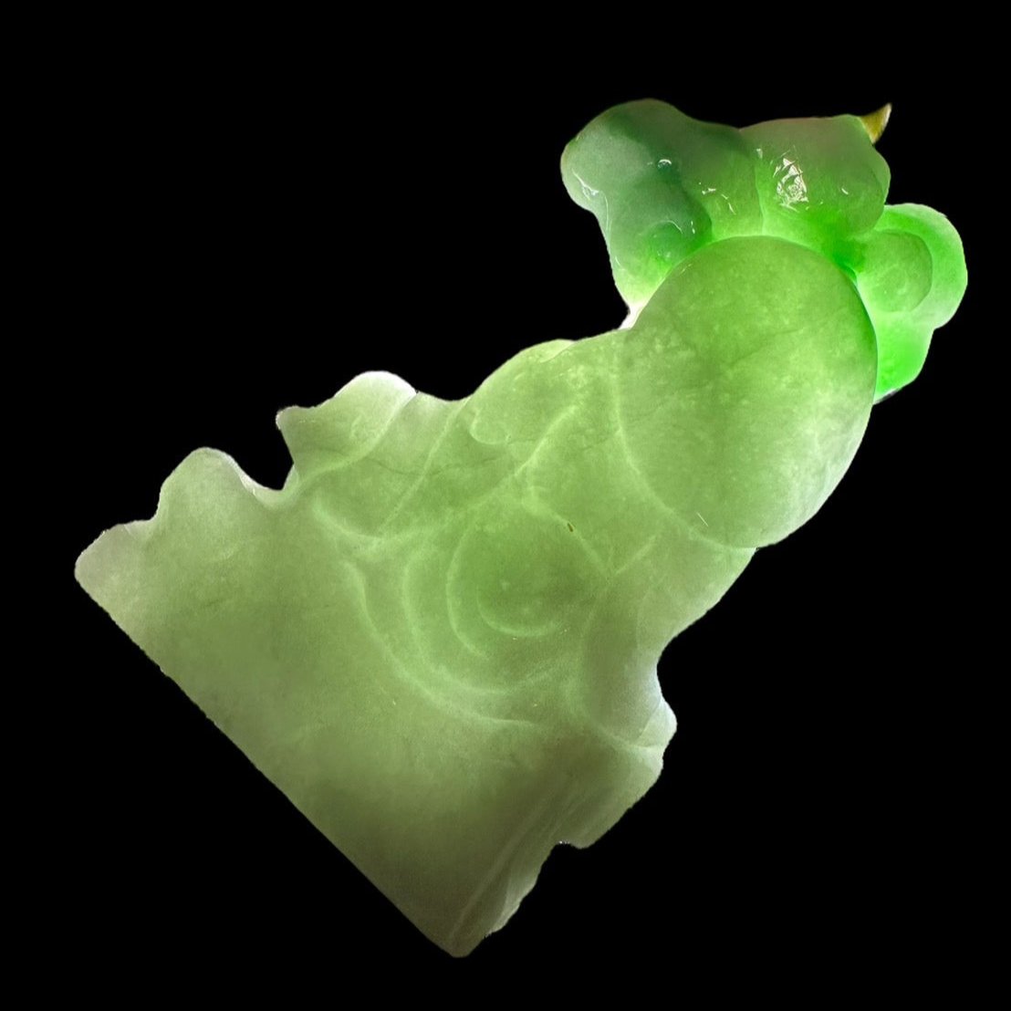 #651 AGL Certified Natural Green and White Burma Jadeite Elderly Statuary