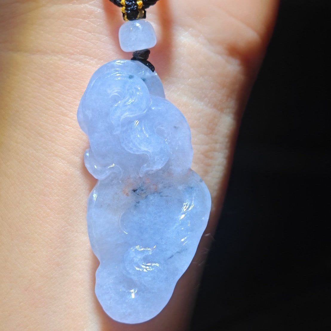 #793 AGL Certified Semi-Transparent Tri-Color Burma Jadeite, 9-Tailed Fox Pendant