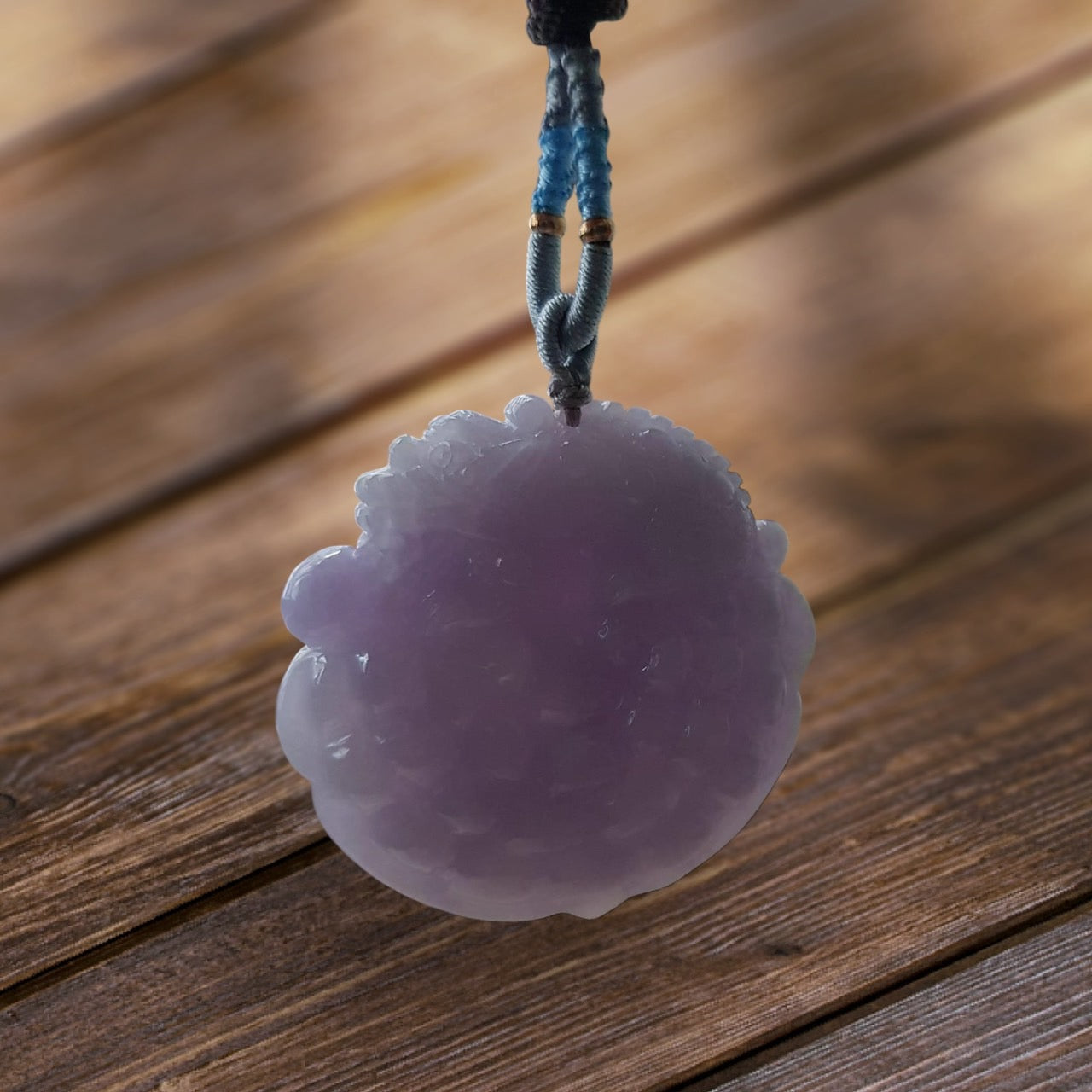 #942 Translucent Lavender Burmese Jadeite Pixiu on Lingzhi Pendant
