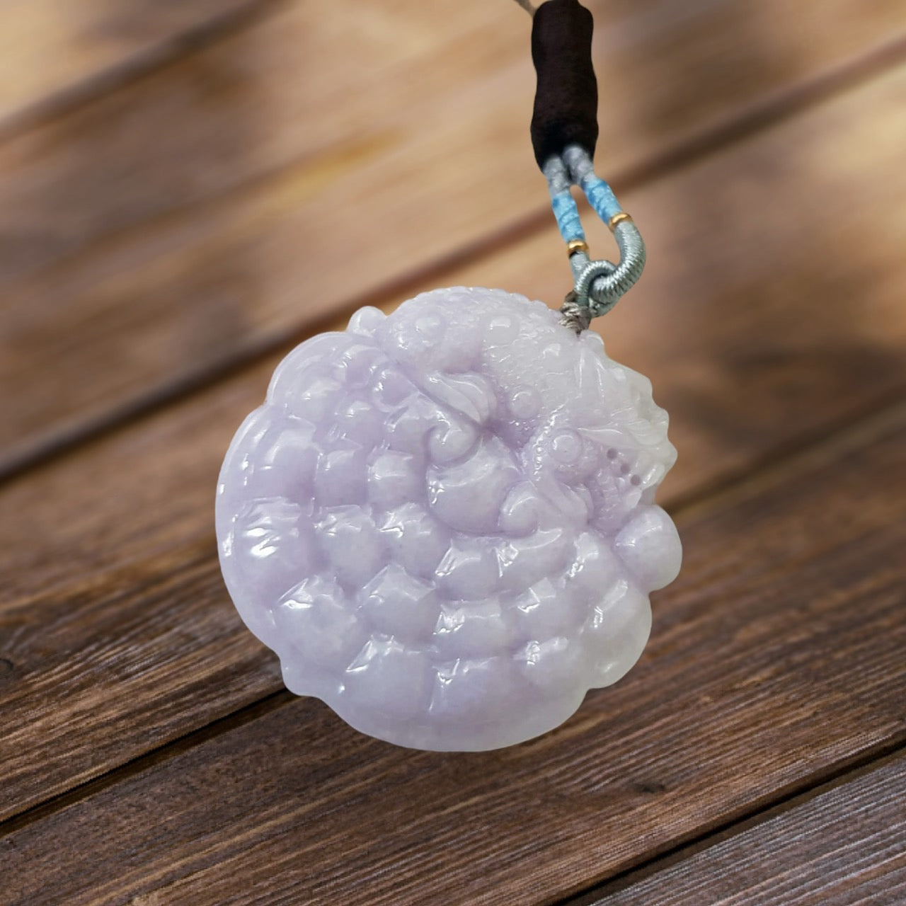 #942 Translucent Lavender Burmese Jadeite Pixiu on Lingzhi Pendant
