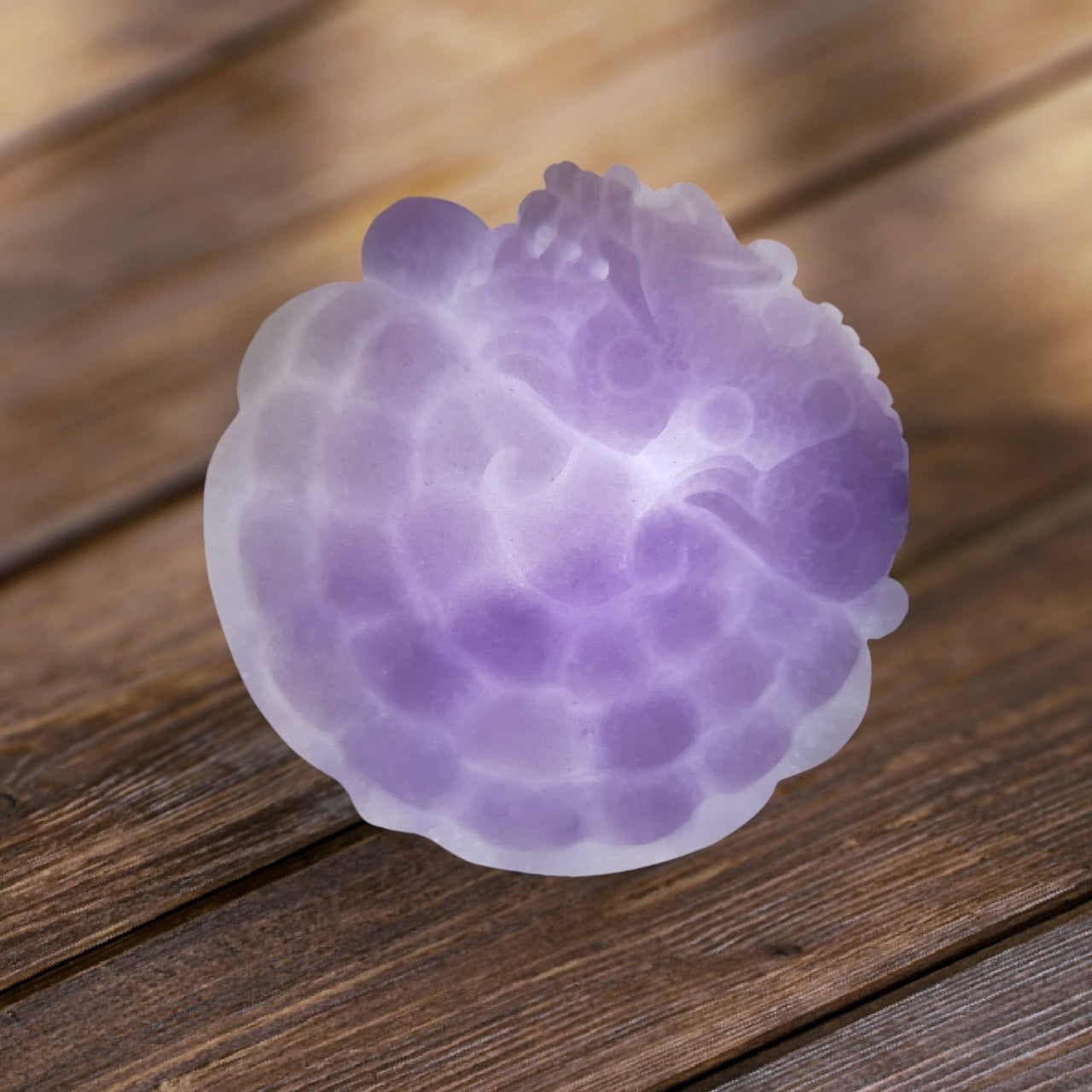 #942 Translucent Lavender Burmese Jadeite Pixiu on Lingzhi Pendant