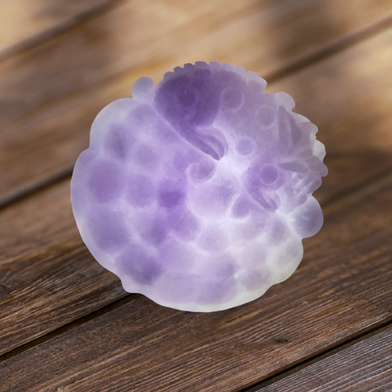 #942 Translucent Lavender Burmese Jadeite Pixiu on Lingzhi Pendant