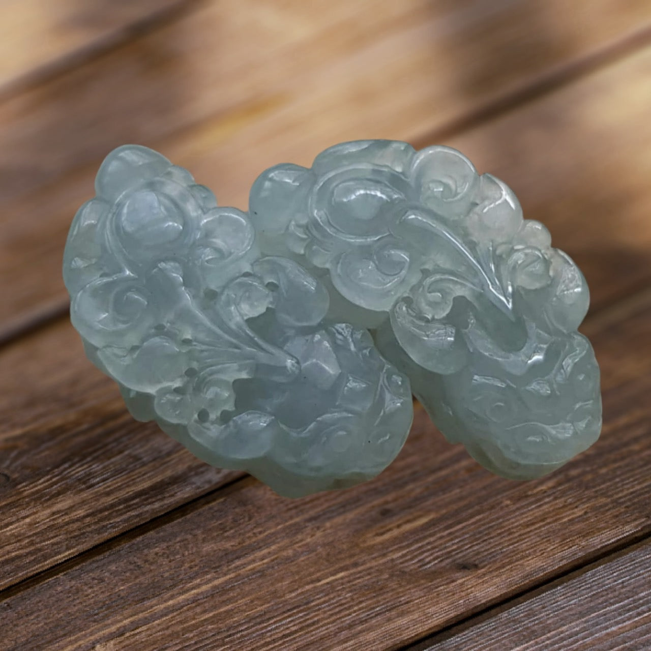 #943 Semi-Transparent Type A Burmese Jadeite, Pixiu Pendant with 18K Yellow Gold Bail