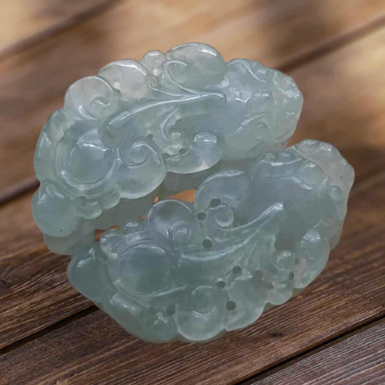 #943 Semi-Transparent Type A Burmese Jadeite, Pixiu Pendant with 18K Yellow Gold Bail