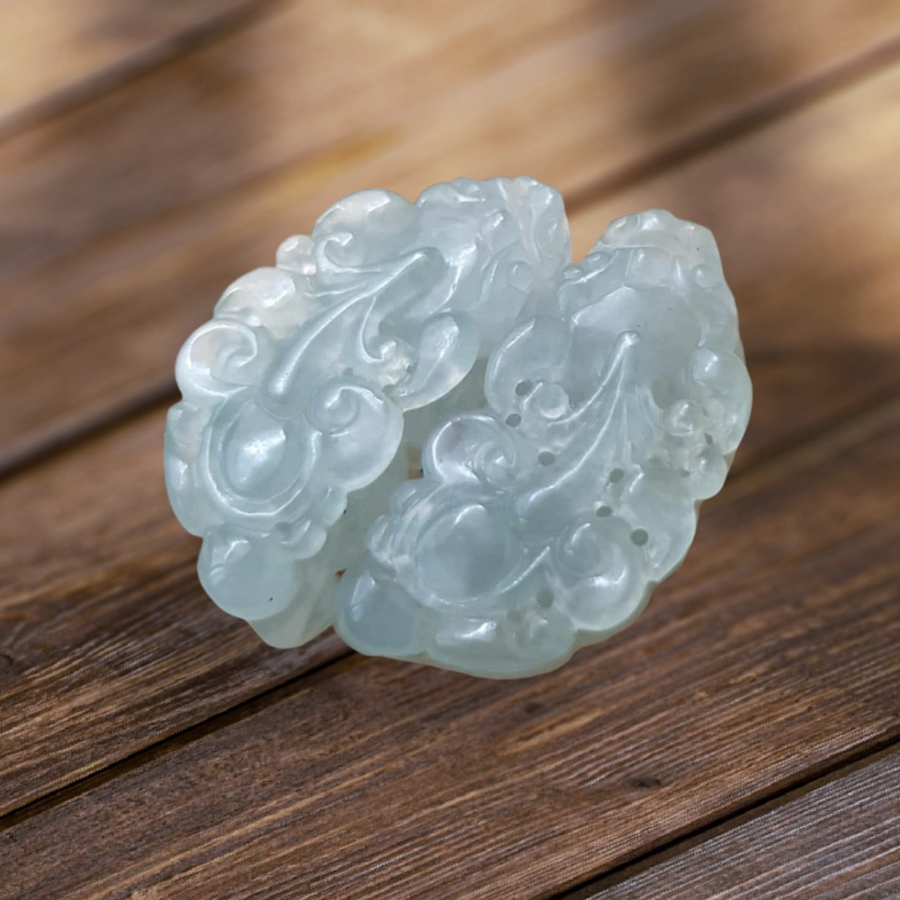 #943 Semi-Transparent Type A Burmese Jadeite, Pixiu Pendant with 18K Yellow Gold Bail
