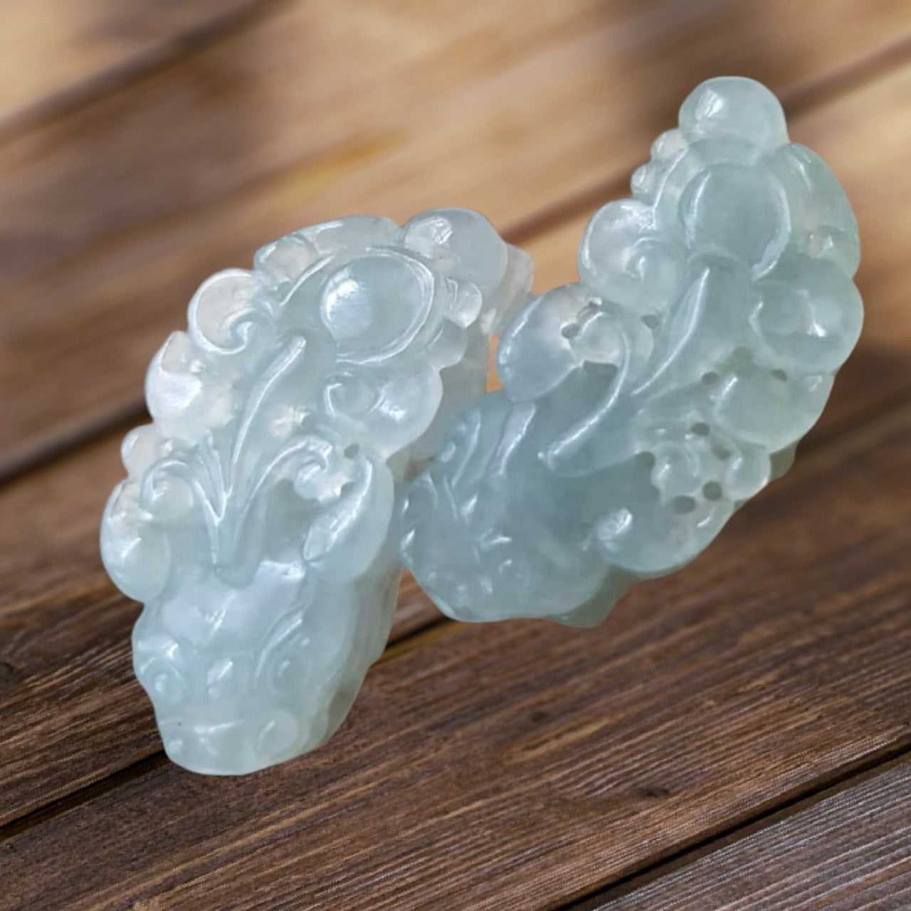 #943 Semi-Transparent Type A Burmese Jadeite, Pixiu Pendant with 18K Yellow Gold Bail