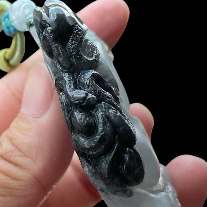 #PO2 Icy Translucent Natural Burma Jadeite, Medusa Pendant