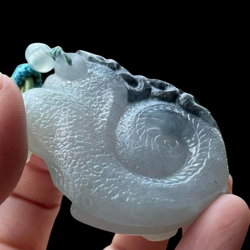 #PO2 Icy Translucent Natural Burma Jadeite, Medusa Pendant