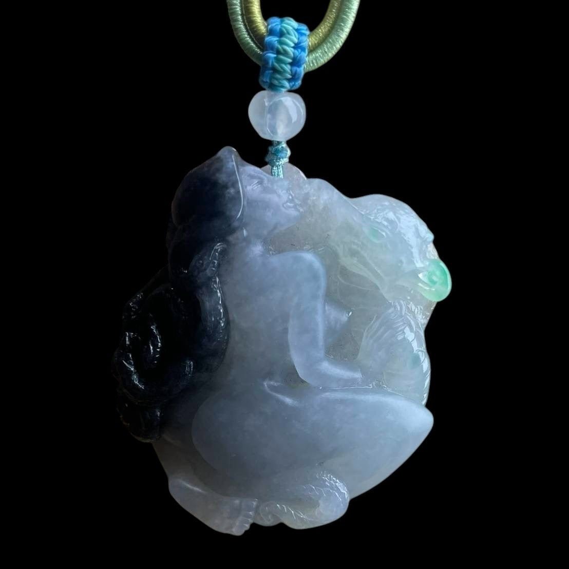#PO2 Icy Translucent Natural Burma Jadeite, Medusa Pendant