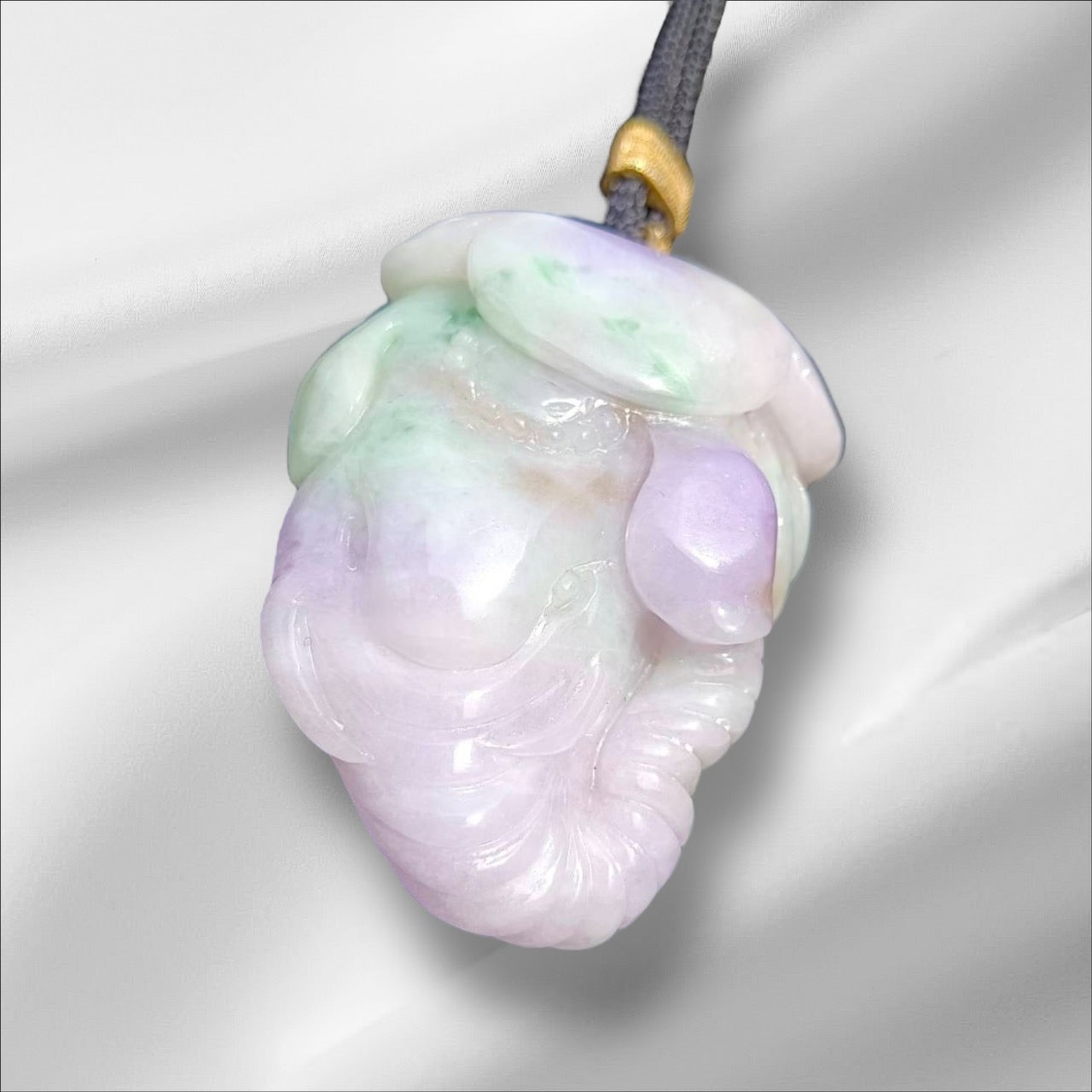 #946 Natural Burma Jadeite Tri-Color "Lucky Elephant" pendant