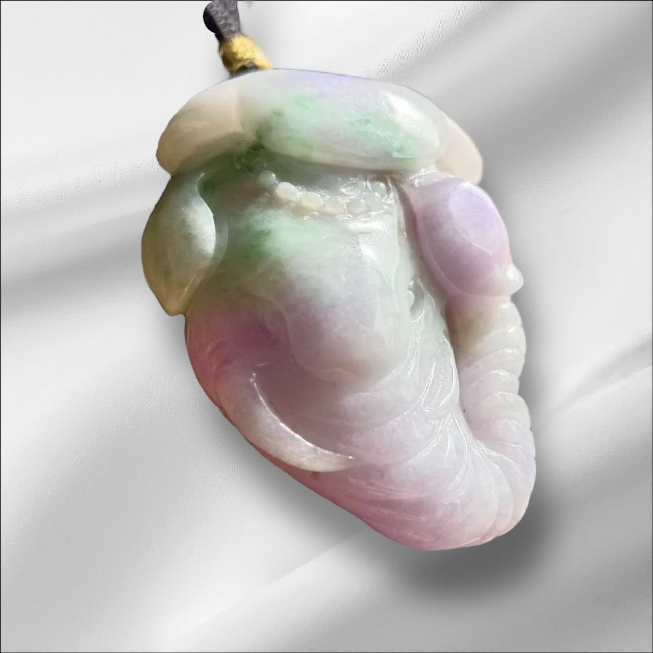 #946 Natural Burma Jadeite Tri-Color "Lucky Elephant" pendant