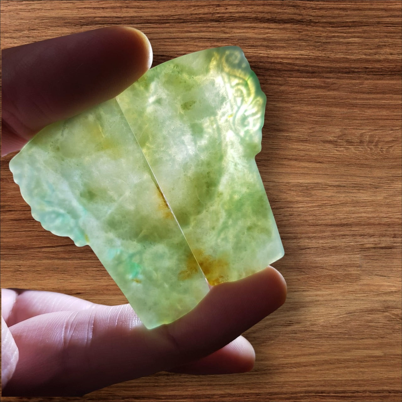 #947 Dragon and Phoenix Pair Jadeite Pendant – A Timeless Symbol of Harmony and Blessings