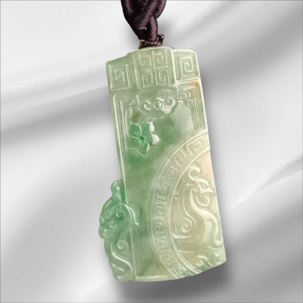 #947 Dragon and Phoenix Pair Jadeite Pendant – A Timeless Symbol of Harmony and Blessings