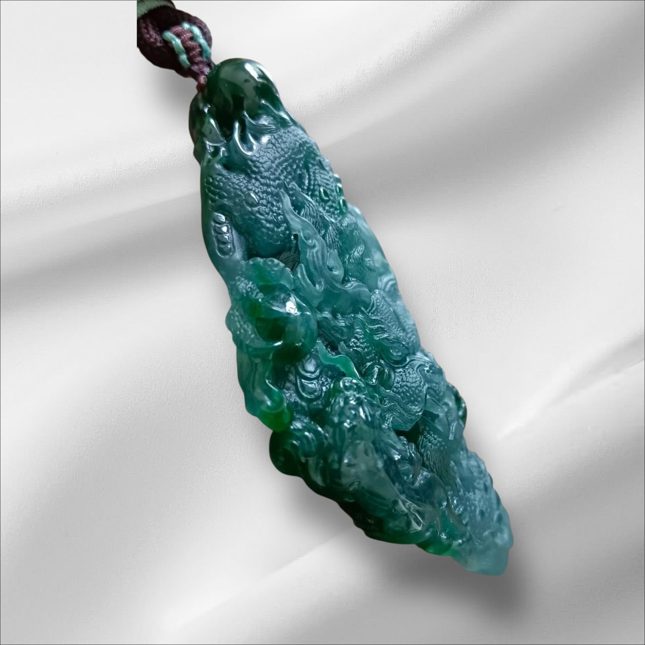 #836 Authentic Natural Bluish Green Type A Jadeite Dragon Pendant