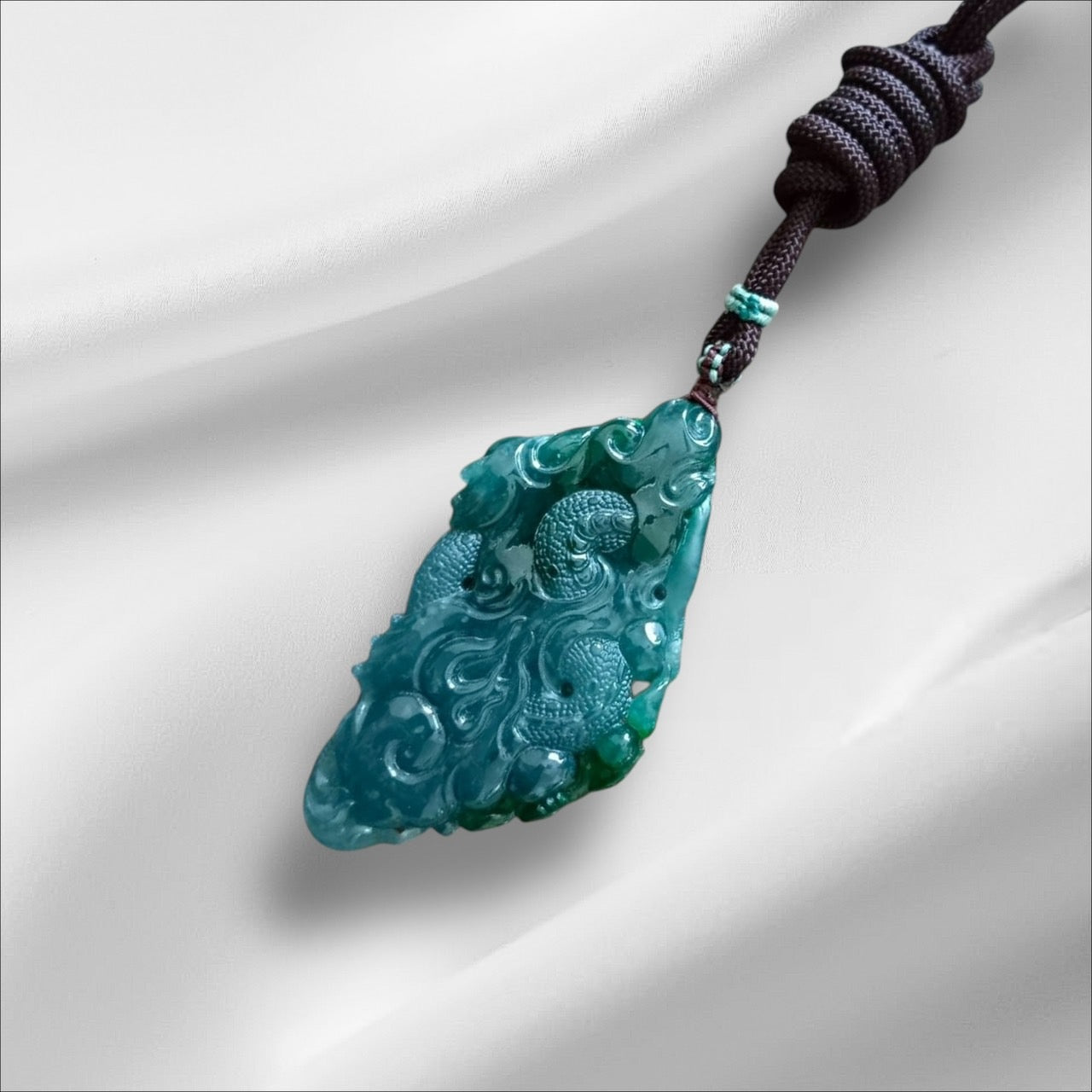 #836 Authentic Natural Bluish Green Type A Jadeite Dragon Pendant
