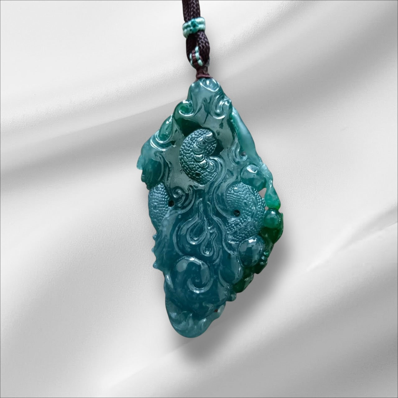 #836 Authentic Natural Bluish Green Type A Jadeite Dragon Pendant