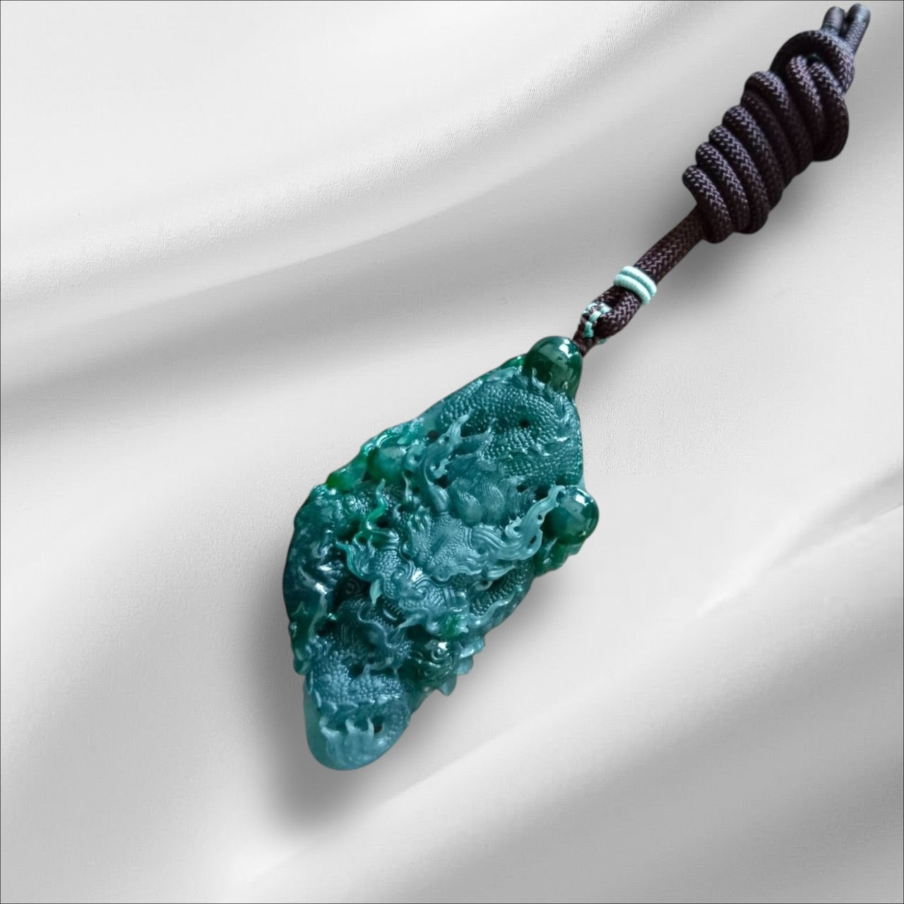 #836 Authentic Natural Bluish Green Type A Jadeite Dragon Pendant