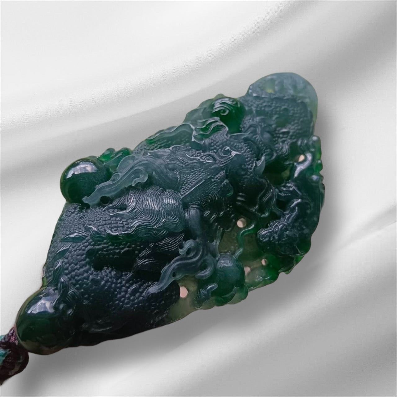 #836 Authentic Natural Bluish Green Type A Jadeite Dragon Pendant