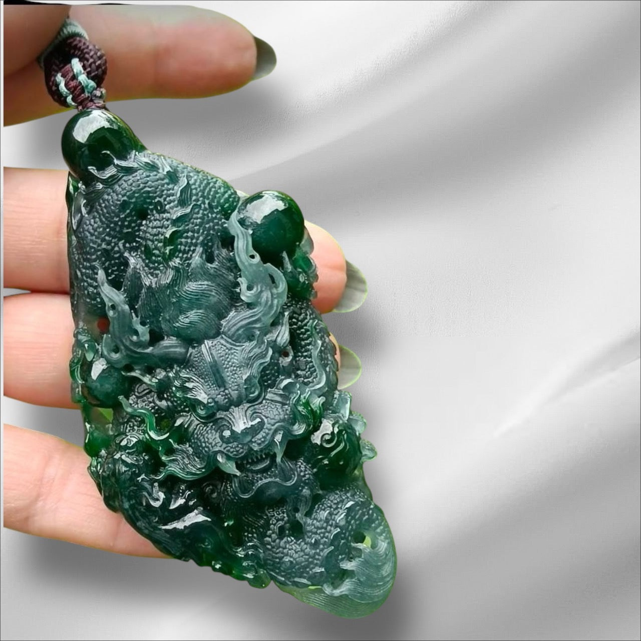 #836 Authentic Natural Bluish Green Type A Jadeite Dragon Pendant