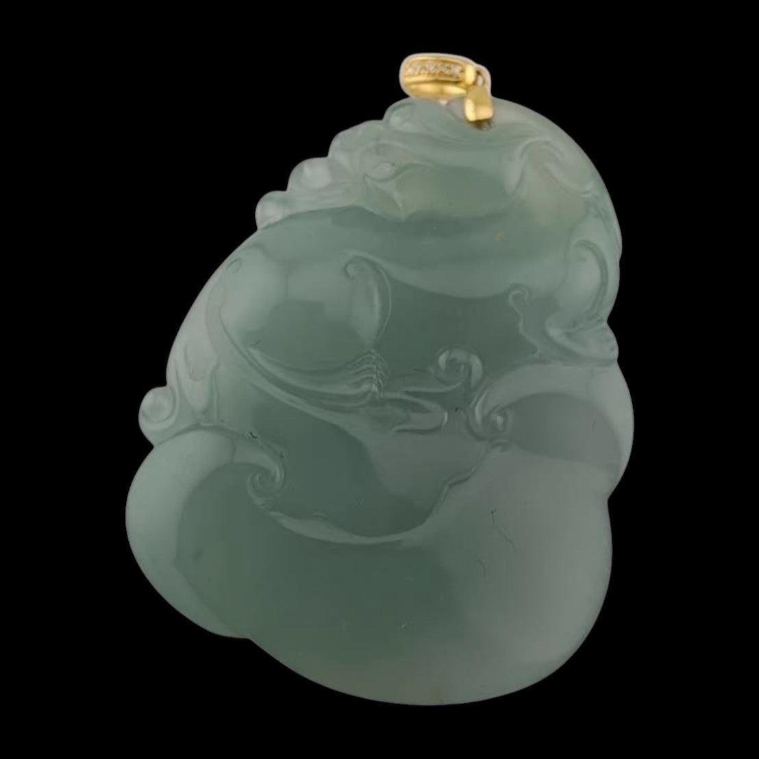 #110 Rare and Exquisite: GIA-Certified Icy Sky Blue Translucent Natural Burma Jadeite Jade Pixiu on Ruyi Pendant