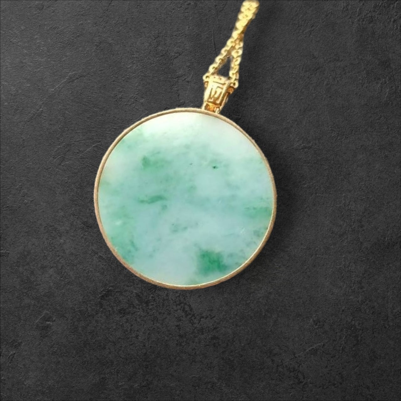#888 Authentic Natural Translucent Burmese Jadeite Round Pendant
