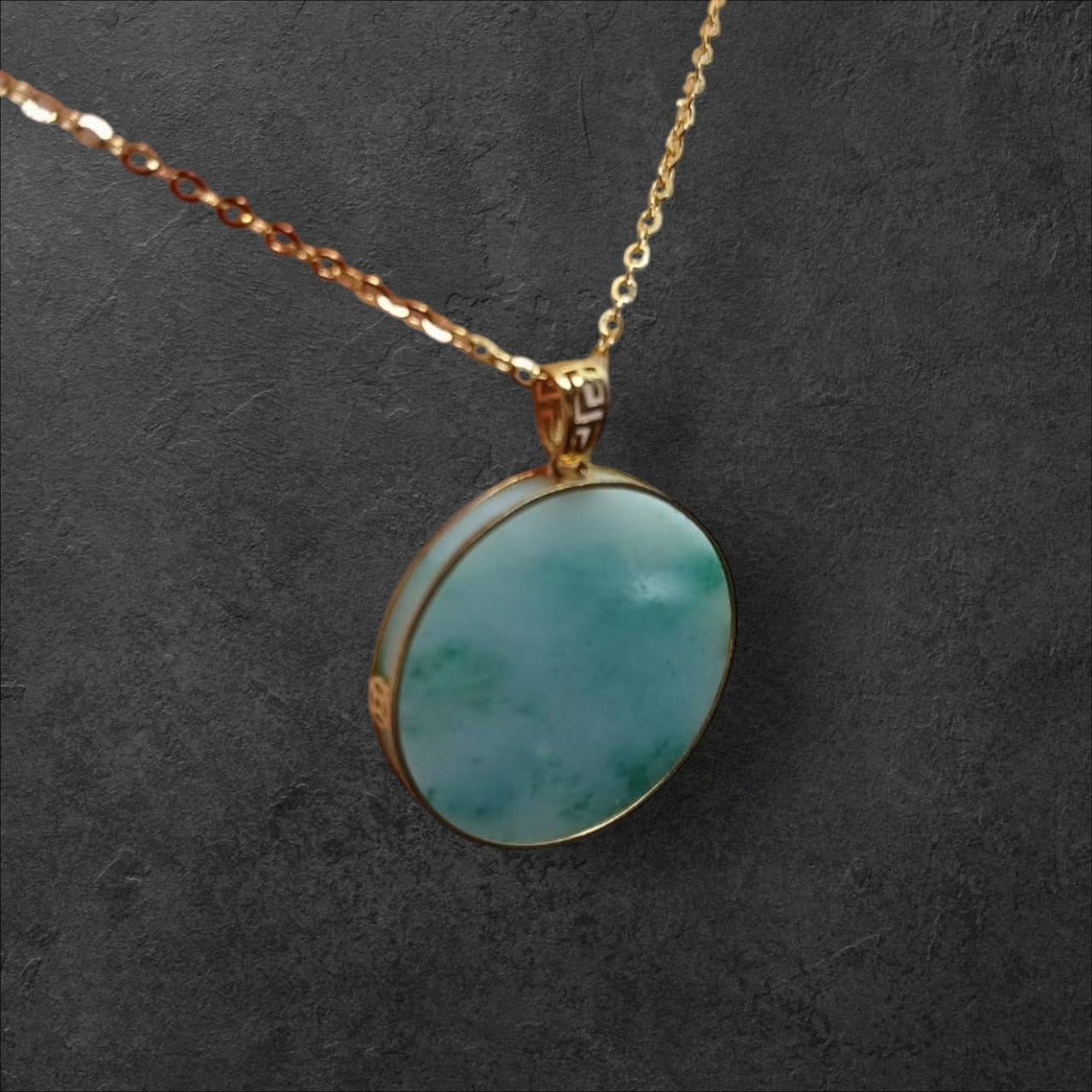 #888 Authentic Natural Translucent Burmese Jadeite Round Pendant