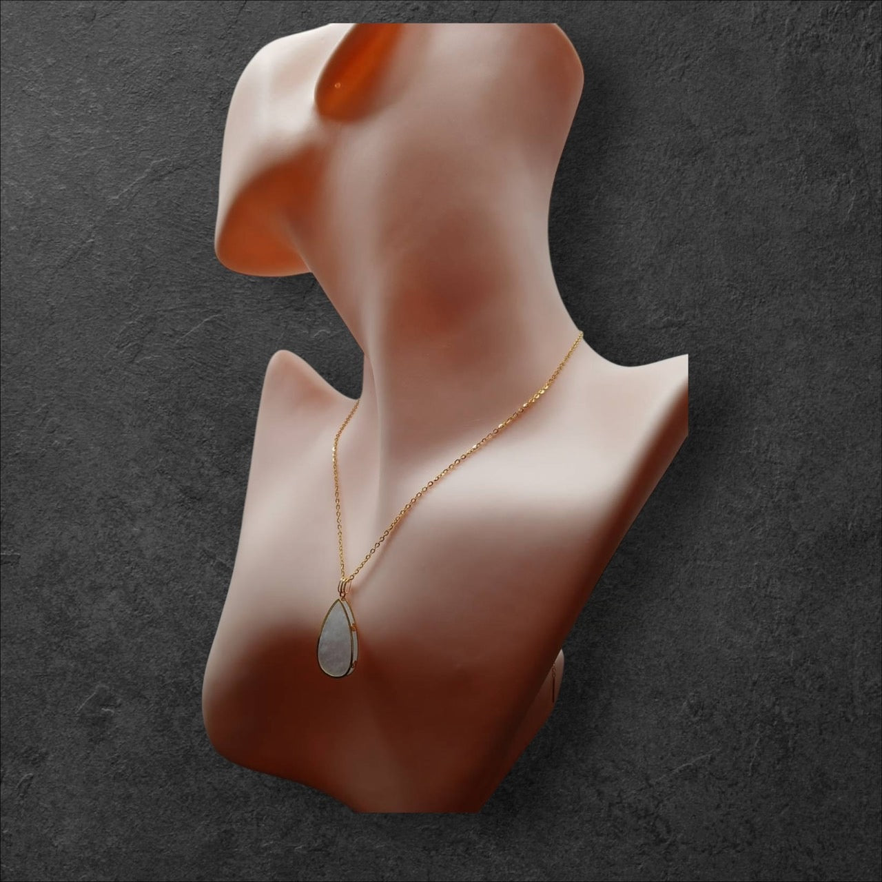 #884 Authentic Natural Translucent Burmese Jadeite Water Droplet Pendant in 18K Yellow Gold Wrap-Around Holder