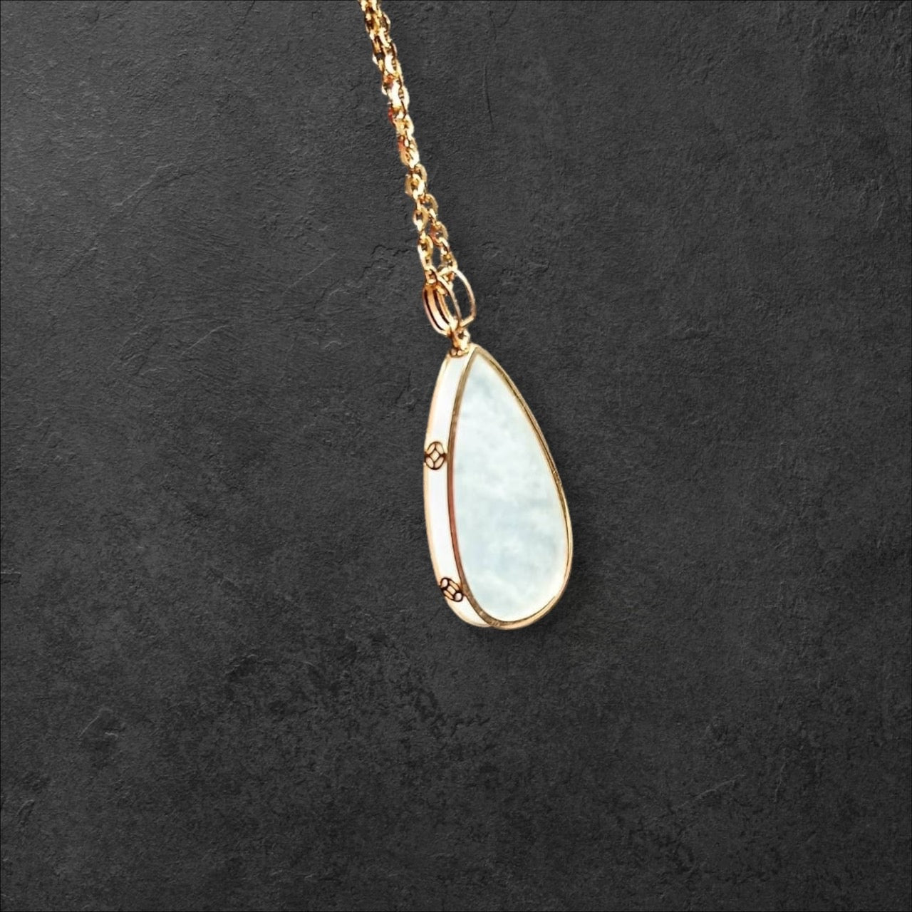 #884 Authentic Natural Translucent Burmese Jadeite Water Droplet Pendant in 18K Yellow Gold Wrap-Around Holder