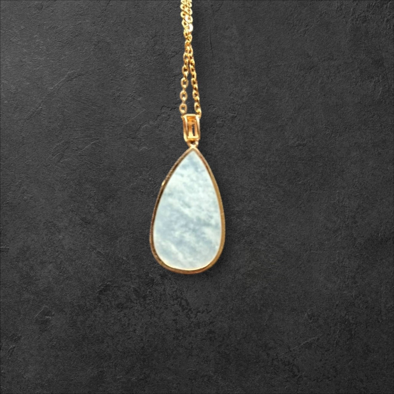 #884 Authentic Natural Translucent Burmese Jadeite Water Droplet Pendant in 18K Yellow Gold Wrap-Around Holder