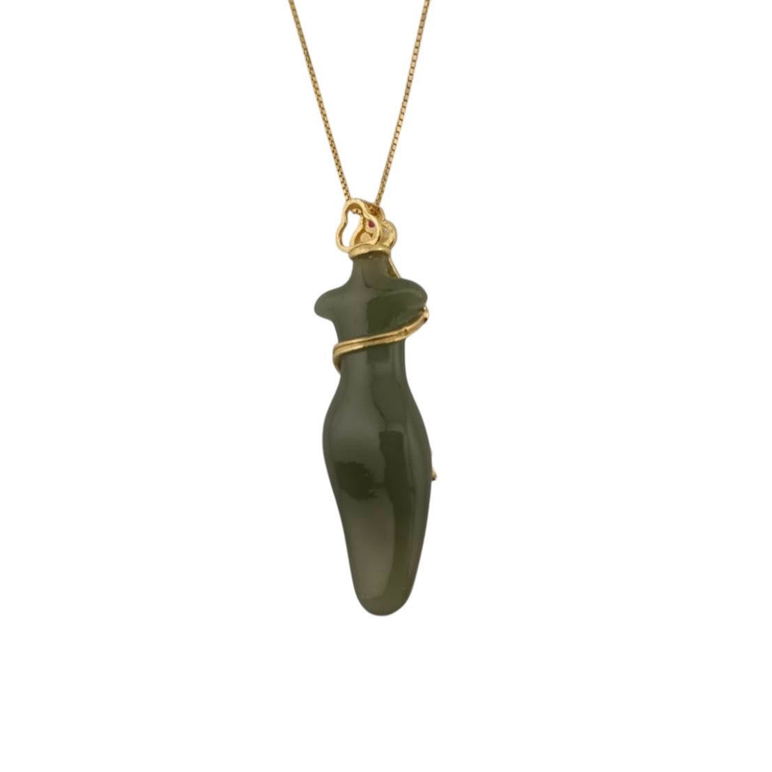 #1016 Natural Green Hetian Nephrite Jade Qipao Pendant